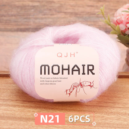 Fil Mohair doux et chaud, 6 paquets/150g, chaussettes de pull en tricot faites à la main, fil d'écharpe châle au Crochet, 60% Mohair, 40% acrylique