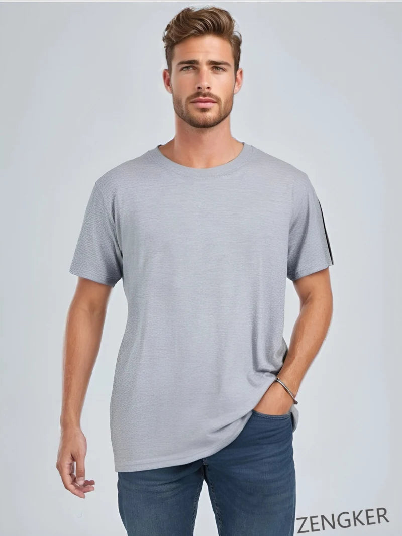 T-shirt d'été à manches courtes pour hommes, col rond, demi-manches, grande taille, en coton, couleur unie, hauts surdimensionnés 12XL, 10XL 9XL