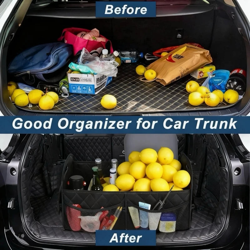 Organisateur de coffre de voiture pour SUV, organisateurs et rangement de voiture avec 6 poches, organisateur de coffre en Polyester imperméable pour accessoires de voiture