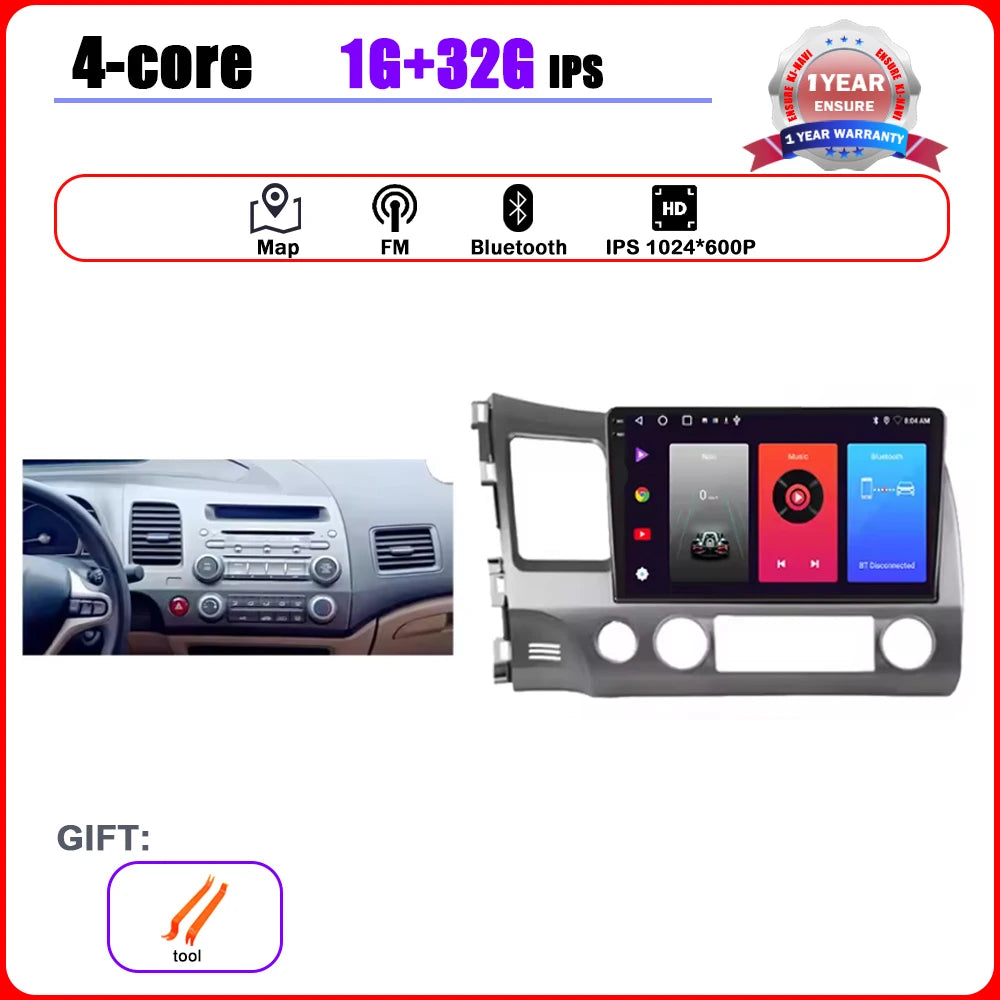 Android 15 Carplay autoradio pour Honda Civic 8 2005 - 2012 lecteur multimédia Navigation GPS 4G Audio No 2 Din 2 Din DVD