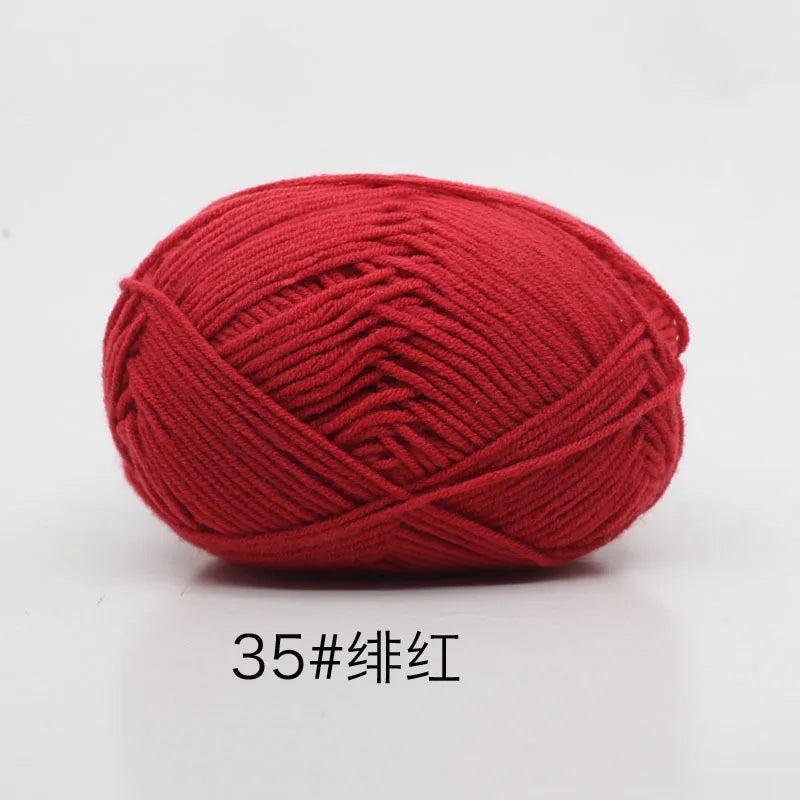 40-50 جم/المجموعة خيوط قطنية حليبية 4 طبقات (80%) للحياكة، صبغة لانا لعمل الكروشيه اليدوي، سترة قبعة دمى بسعر منخفض