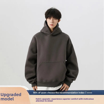 Sweat-shirt à capuche Boxy Bla ort pour homme, automne-hiver, en coton et polyester résistant, décontracté et confortable
