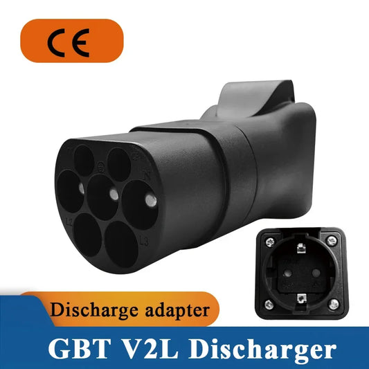 Prise de décharge de câble V2L, chargeur EV GBT, charge 16A avec adaptateur ue, centrale électrique extérieure pour voiture électrique