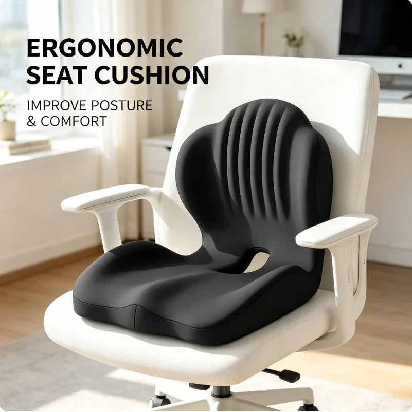 Coussin ergonomique pour le coccyx en mousse à mémoire de forme, soulagement de la douleur sciatique, correction de la posture, pour la maison, le bureau, la voiture, le fauteuil roulant