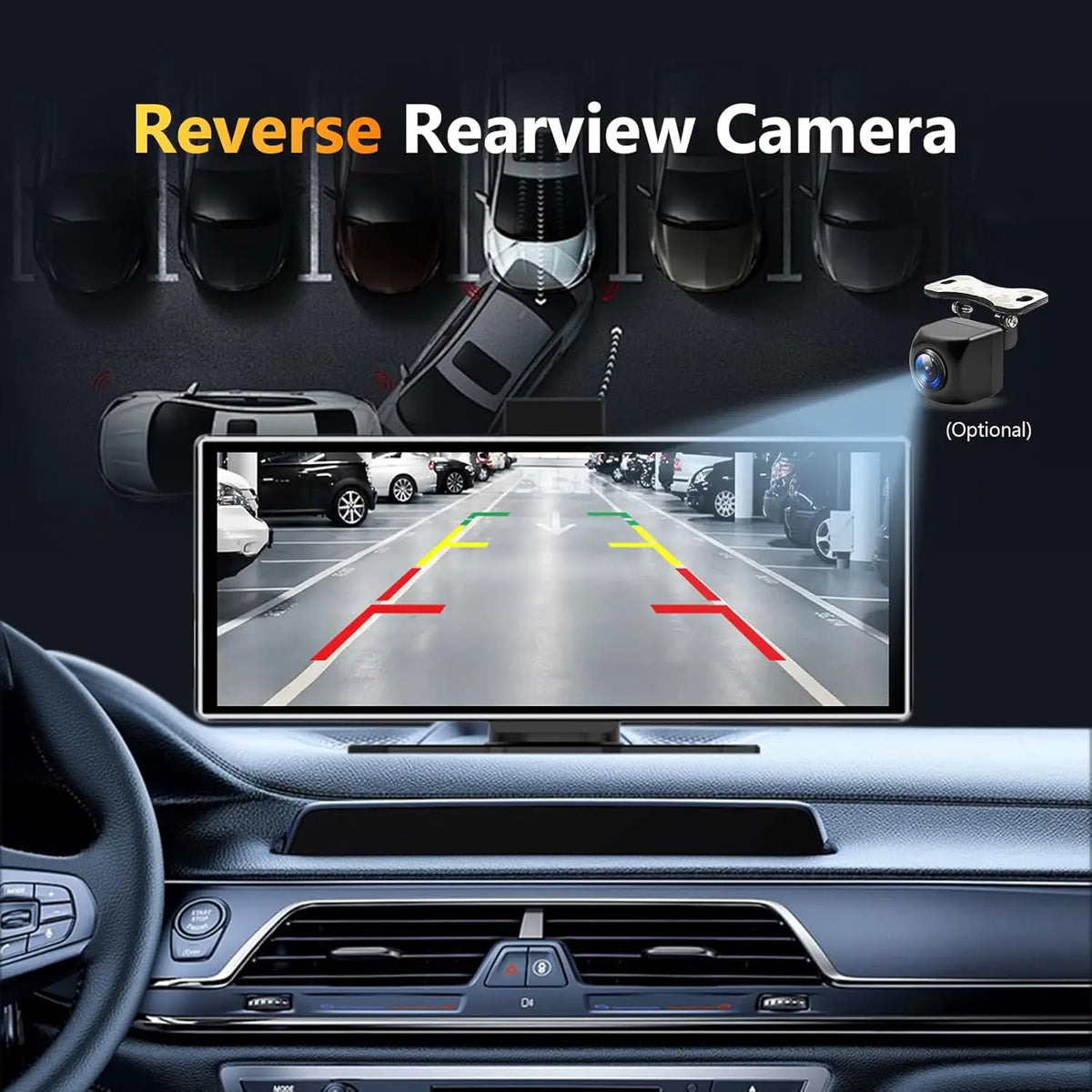 11.26 pouces Dash Cam 4K voiture DVR sans fil Carplay et Android Auto GPS Navigation enregistreur vidéo tableau de bord double objectif 5G Wifi FM AUX