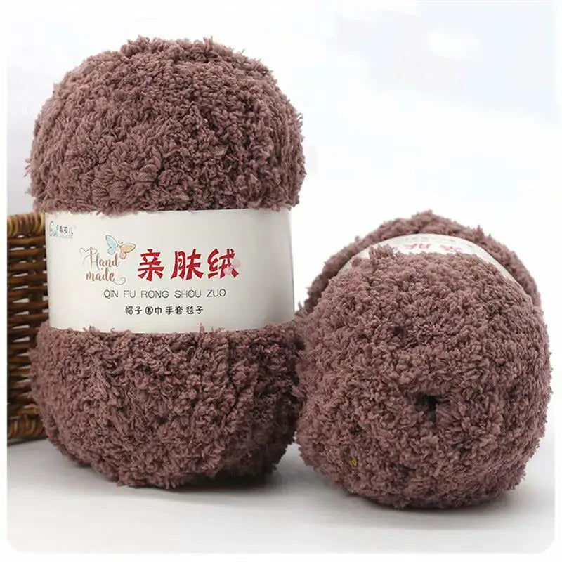 Fil Chenille doux et fin en velours de corail, 50g/paquet, fils de serviette pour tricoter, fil au Crochet, tricot à la main, poupées de bricolage