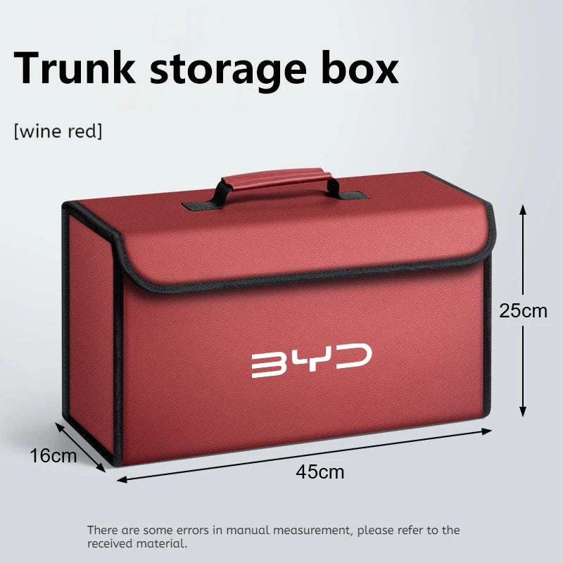 Boîte de rangement de coffre de voiture en cuir pliable en Fiber de carbone pour BYD Atto 3 joint de dauphin Tang Song DMI sac de rangement accessoires d'intérieur