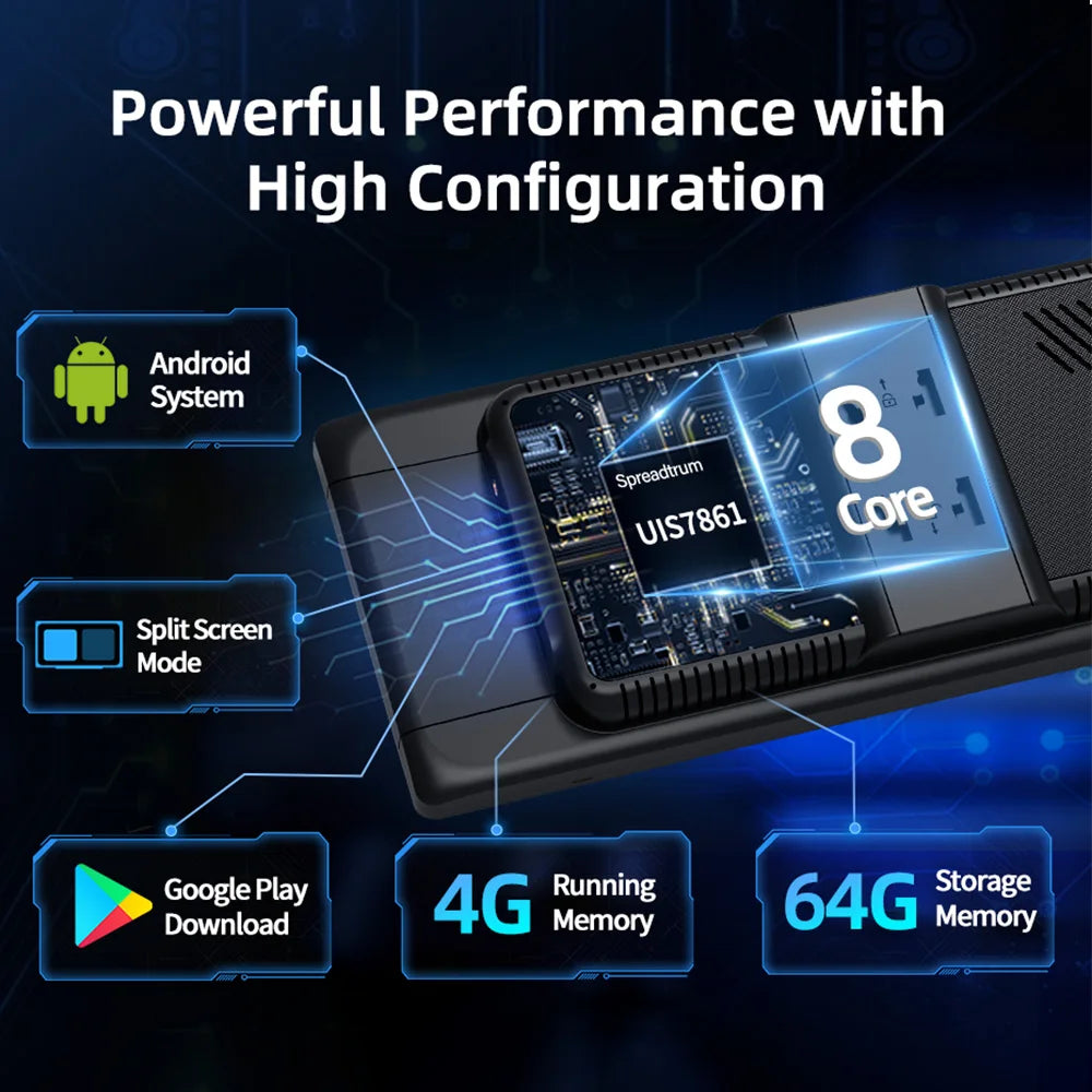 Imagebon 11.3'' 8 cœurs Dashcam Android 14 CarPlay sans fil Android Auto Écran partagé Caméra embarquée intelligente Écran AI Google Play OTA