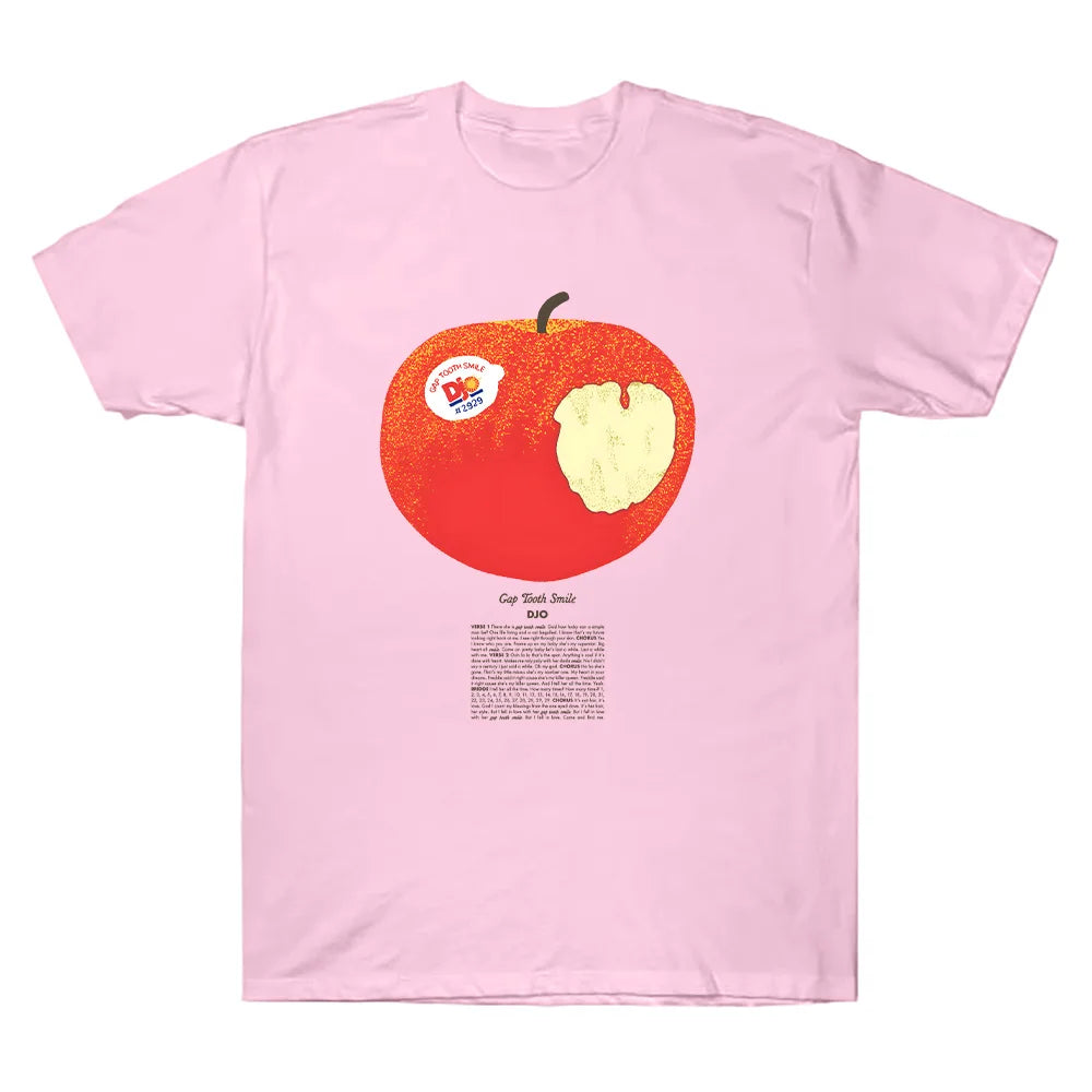 Djo Apple T-Shirt drôle dessin animé graphique t-shirts femmes à manches courtes hommes hauts haute qualité coton T-Shirt unisexe vêtements créatifs