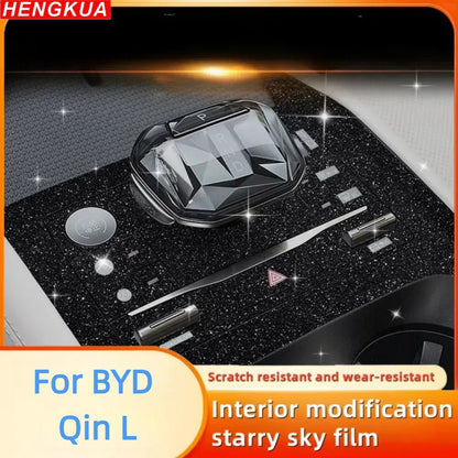 Film de protection d'écran pour tableau de bord et console centrale, effet ciel étoilé, pour accessoires de voiture BYD Qin L 2024, modification intérieure