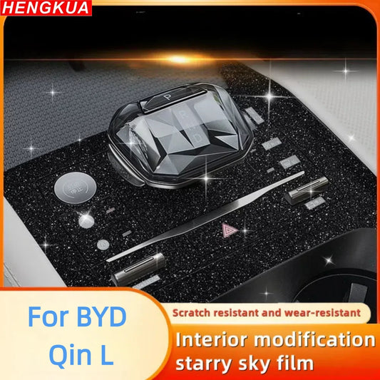 Film de protection d'écran pour tableau de bord et console centrale, effet ciel étoilé, pour accessoires de voiture BYD Qin L 2024, modification intérieure