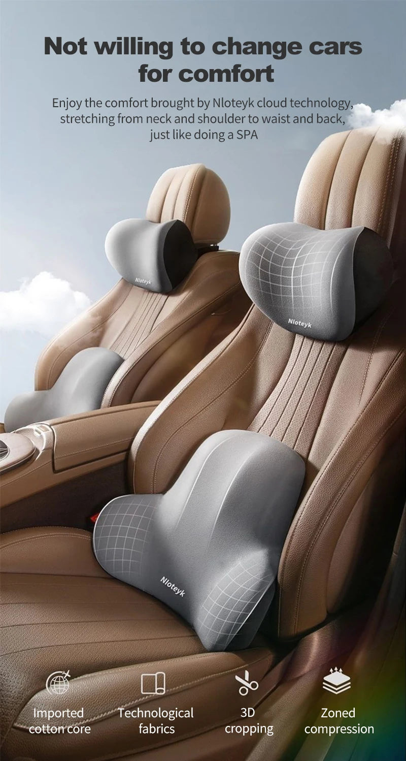 Oreiller de protection du cou de voiture en mousse à mémoire de forme, soutien lombaire pour le dos, coussin respirant pour appui-tête de voiture, soulage le Stress, oreiller de siège de voiture