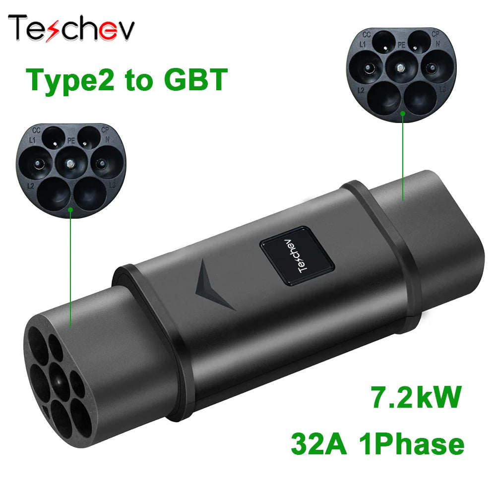 Adaptateur de Type 1 à Type 2, chargeur de véhicule électrique, adaptateur AC de Type 2 à Type 1, convertisseur de charge GB/T EVSE pour voitures électriques