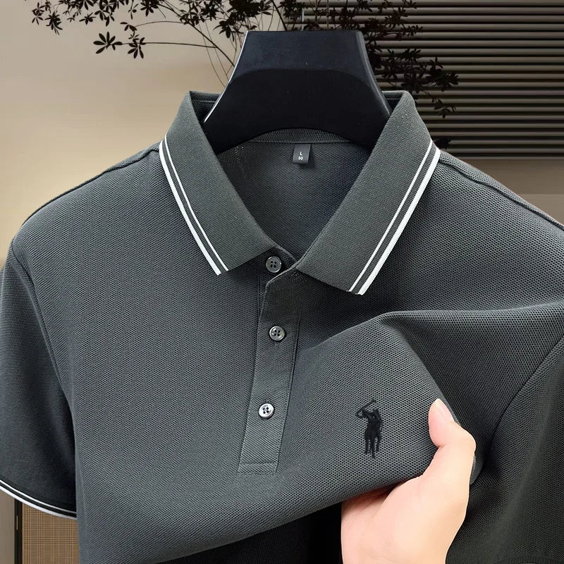 Marque de mode 100% coton été nouvel article polo brodé poney original pour hommes haut à manches courtes confortable et respirant