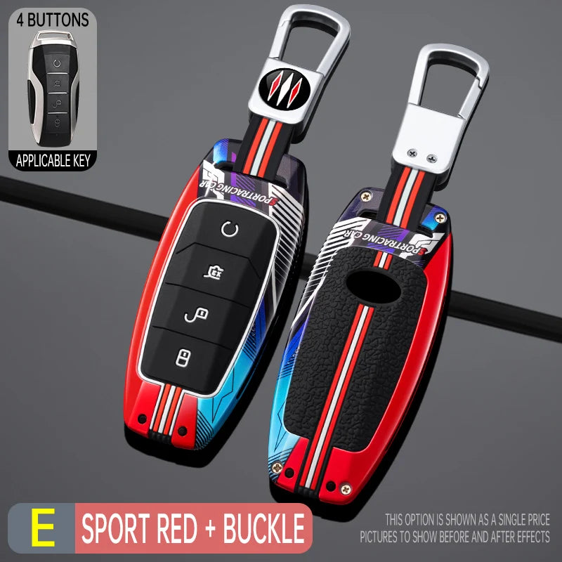 Étui pour clé de voiture en métal, Style course à 4 boutons, housse Fob pour BYD Song Plus Atto 3 Han EV Tang DM Qin Seal Dolphin