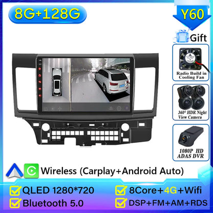 Autoradio Android 14 pour Mitsubishi Lancer 10 CY 2007-2017 Android 15 Navigation GPS Android Auto stéréo Carplay écran No 2din