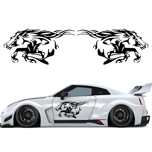 Autocollant cheval de course, 2 pièces, décalcomanies latérales en vinyle pour carrosserie de voiture, décoration pour camions, fentes, graphiques de ramassage, étanche, accessoires de réglage, DIY bricolage