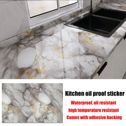Autocollants muraux en marbre résistants à l'huile pour cuisine, 40cm, papier peint auto-adhésif résistant aux taches, haute température, décoration de la maison