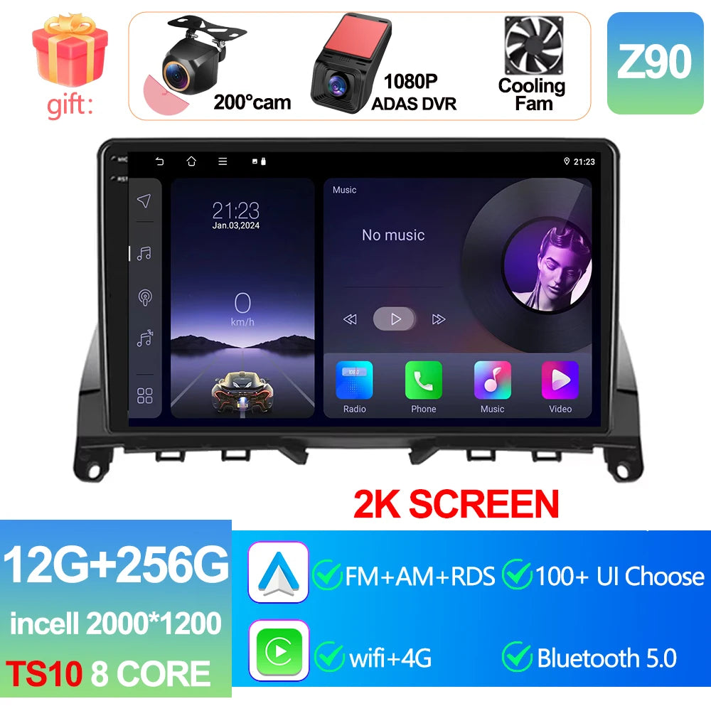 Pour Mercedes Benz classe C 3 W204 S204 2006 - 2011 Android 15 Carplay Auto autoradio multimédia lecteur vidéo Navigation GPS DSP