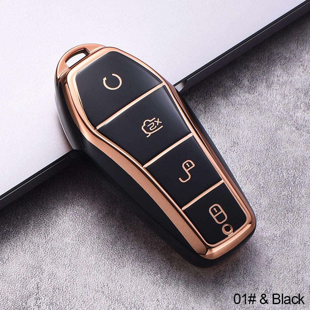 Étui souple pour clé de voiture en TPU, télécommande à 4 boutons, housse de protection, accessoires durables pour BYD Qin Plusdmi Atto 3 Han EV DolDave