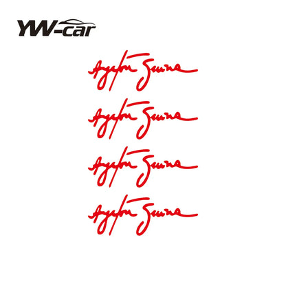 Autocollants de personnalité Ayrton Senna Signature pour voiture, accessoires de couverture de moto, rayures imperméables en PVC 11cm x 4cm, 4 pièces/lot