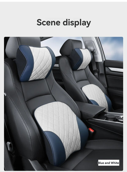 Appui-tête de voiture en cuir Nappa de luxe et ensemble d'oreillers de soutien lombaire, Design perforé respirant, convient à tous les modèles de voiture