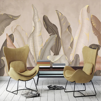 Papier peint Mural personnalisé moderne Simple élégant feuille De bananier peinture murale salon chambre décor à la maison Papel De Parede 3D