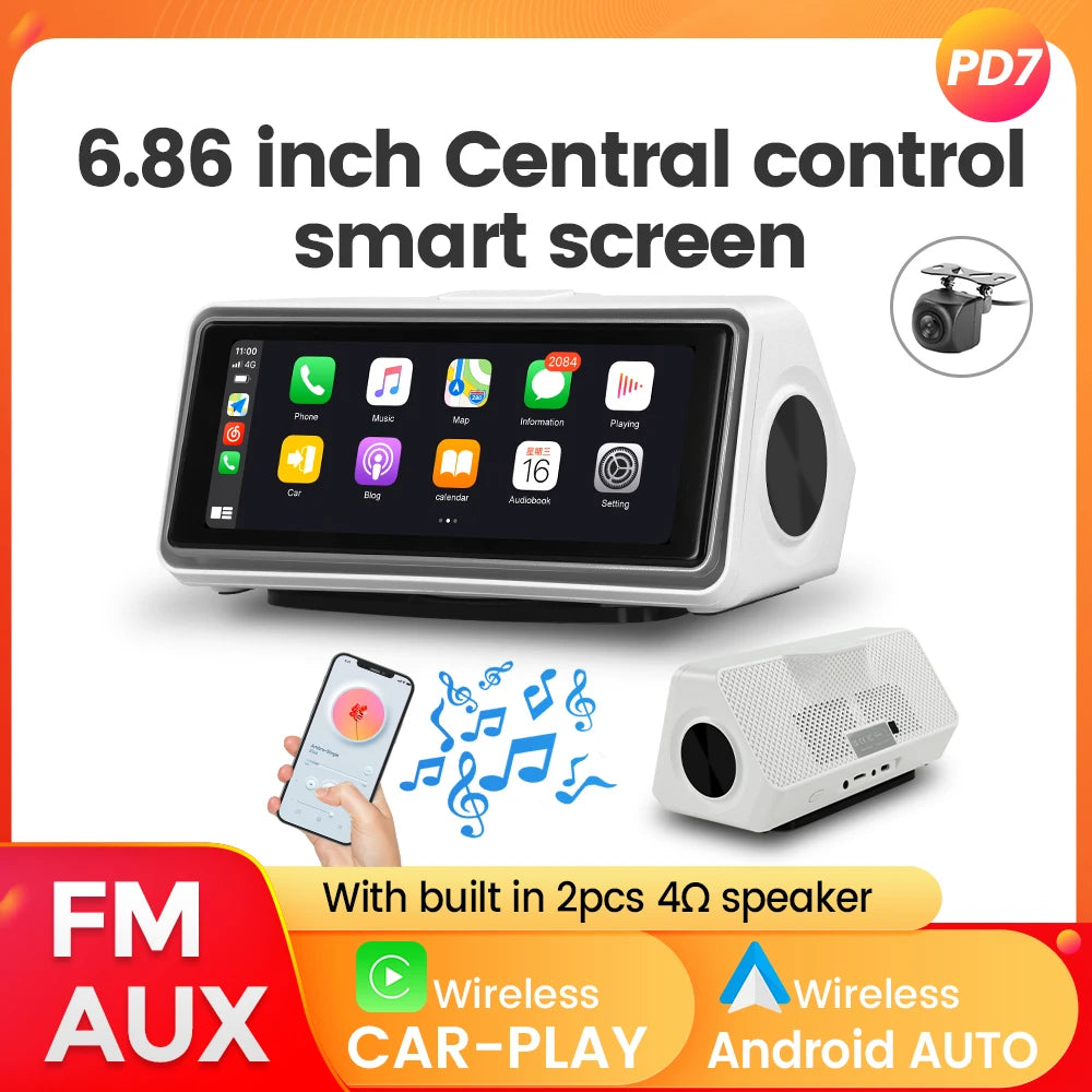 6.86 "/10.26'' contrôle Central universel écran tactile intelligent Support sans fil Carplay Android Auto BT WIFI SD AUX caméra de recul
