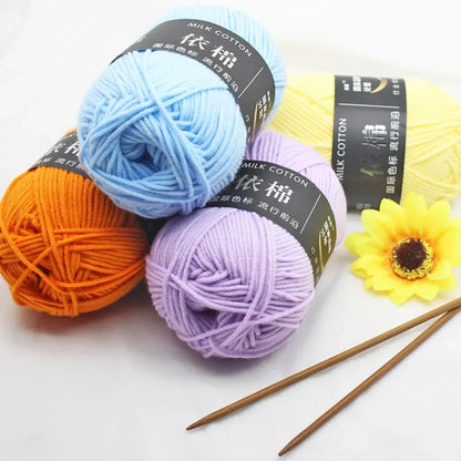 Fil de Lanas teint en coton au lait, 86 couleurs, 4 plis, pour bébé, chapeau, écharpe, pull, poupées, artisanat fait à la main
