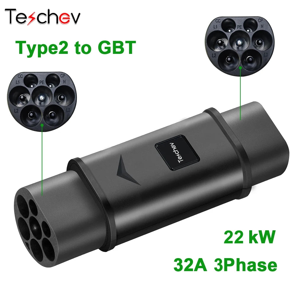 Adaptateur de Type 1 à Type 2, chargeur de véhicule électrique, adaptateur AC de Type 2 à Type 1, convertisseur de charge GB/T EVSE pour voitures électriques