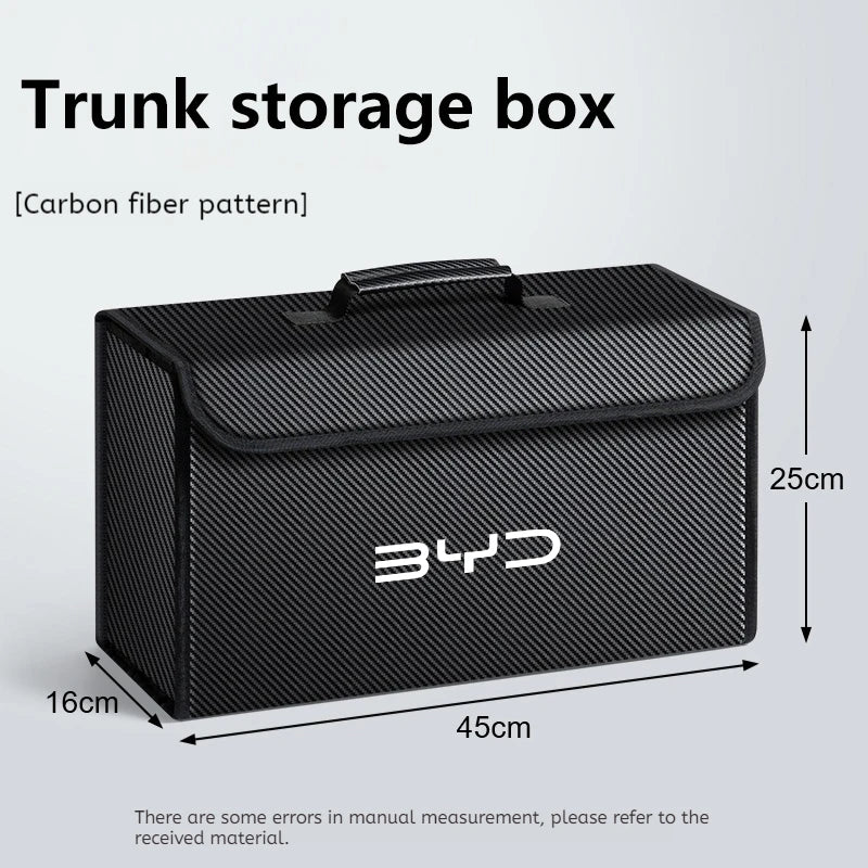 Boîte de rangement de coffre de voiture en cuir pliable en Fiber de carbone pour BYD Atto 3 joint de dauphin Tang Song DMI sac de rangement accessoires d'intérieur