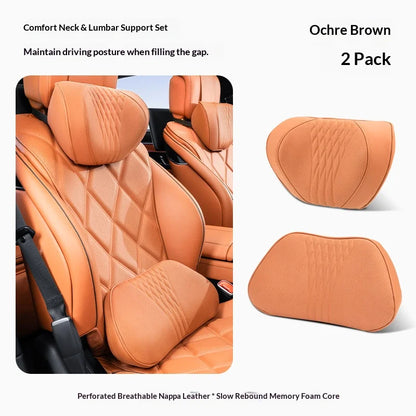 Coussin de nuque et de soutien lombaire pour voiture, universel toutes saisons, coussin lombaire respirant avec contour ergonomique pour la taille