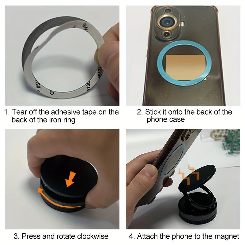 360 °   Support de téléphone magnétique sous vide réglable, ventouse pliable améliorée, support de téléphone pour tableau de bord de voiture, pare-brise, support de Smartphone