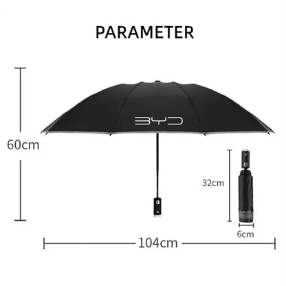 Parapluie automatique avec bande de coulée LED, vent de pluie pour BYD Tang F3 E6 Atto 3 Yuan Plus Song Max F0 G3 I3 Ea1 Dmi