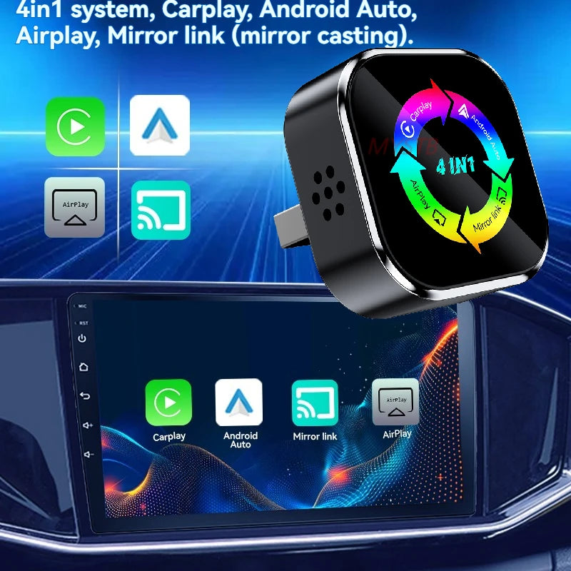 Adaptateur CarPlay sans fil, boîtier AI pour voiture Android Auto Apple CarPlay AirPlay, lien miroir, miroir d'écran, Bluetooth CarPlay, 2026