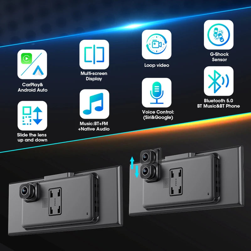 Develuck nouveau 11.26 pouces 4K DVR sans fil CarPlay et Android Auto Portable Dash Cam écran de voiture enregistreur vidéo 5G WIFI Navigation