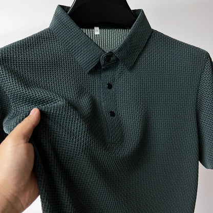 【جودة عالية】 M-4XL صيف جديد تي شيرت رجالي بأكمام قصيرة بولو، بارد ومسامي، قمة عمل غير رسمية ممتصة للعرق