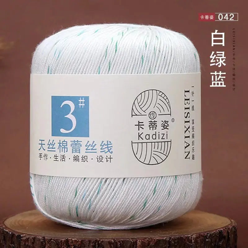 Fils de dentelle en coton mercerisé, fils de dentelle au crochet, broderie à la main, artisanat d'art, couvertures de bricolage, écharpe et pull, taille 3, # 100%