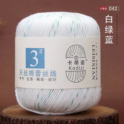 Fils de dentelle en coton mercerisé, fils de dentelle au crochet, broderie à la main, artisanat d'art, couvertures de bricolage, écharpe et pull, taille 3, # 100%