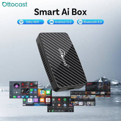 OTTOCAST Play2 vidéo Pro Carplay Ai Box adaptateur automatique Android sans fil intégré Youtube Netflix pour VW Benz Ford 99% de voitures