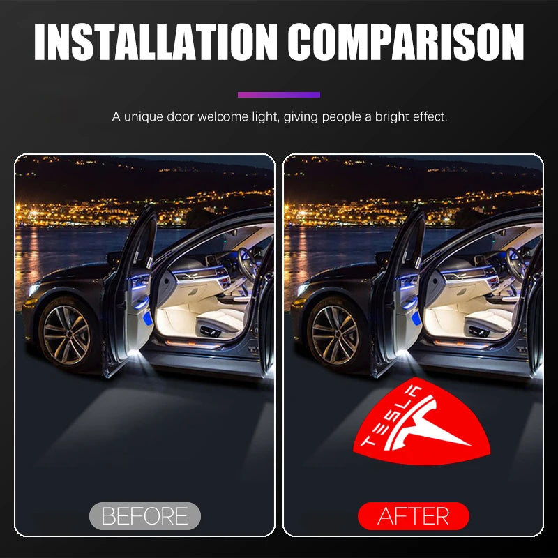 2/4PSC Tesla lumière de bienvenue pour modèle Y 3 S X porte de voiture projecteur LED lumières de boue lumière de bienvenue Ultra-lumineuse