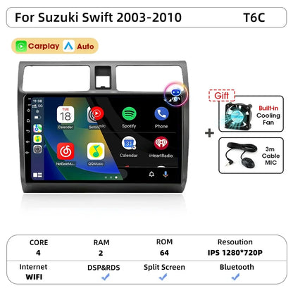 Srnubi autoradio pour Suzuki Swift 2003 2005 2006 2007 2008 2009 2010 sans fil Carplay Android Auto lecteur multimédia de voiture 2 Din