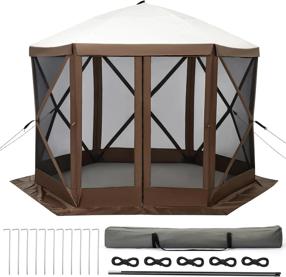 Tente de réception pop-up Garvee 8x8 pieds avec moustiquaire, abri extérieur portable instantané à 6 côtés, imperméable, avec sac de transport, idéale pour le camping, la plage, la terrasse et les fêtes en extérieur
