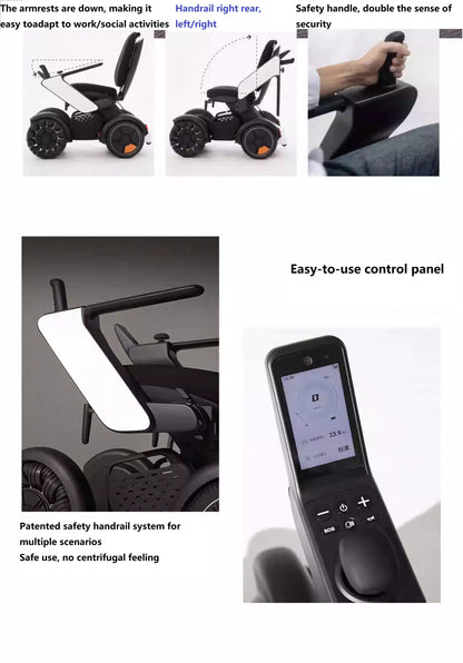 Fauteuil roulant électrique intelligent pour handicapés, contrôle par application, scooter avec système SOS, adapté à tous les Terrains BZ-HBS-LB