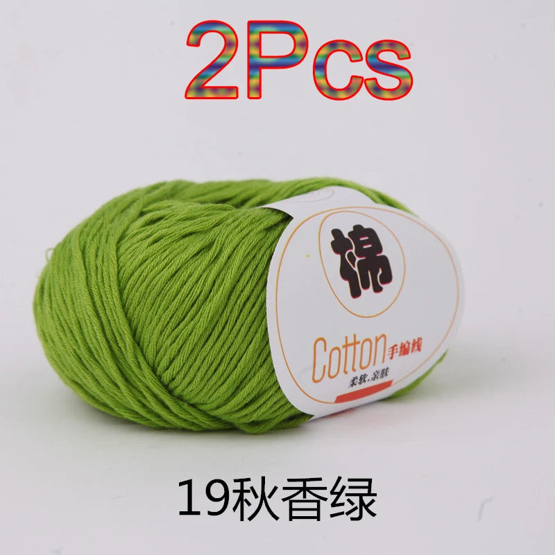 Fil à tricoter doux 100% coton, 2 pièces, fil au Crochet pour tricot, pull, couverture, gants, chapeau, écharpe, crochet, sac amigurumi, pantoufle