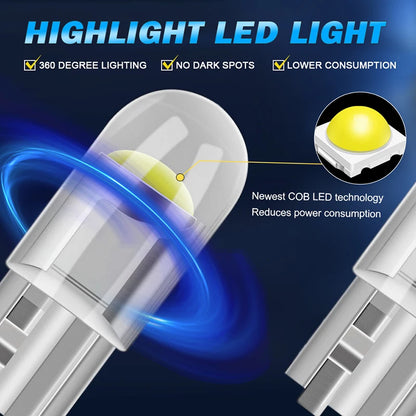 10 pièces nouveau W5W LED Canbus T10 lumières de voiture pièces intérieures en verre ampoules blanc rouge bleu Auto plaque d'immatriculation lampe dôme feux de lecture 6000K
