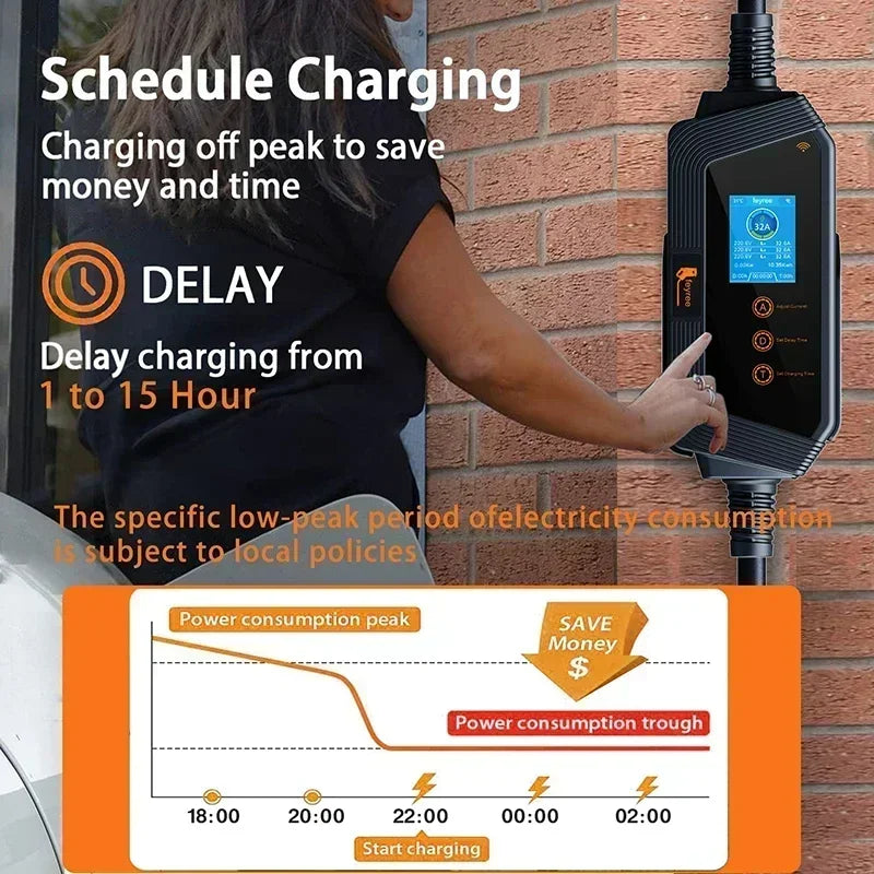 Fey123-Chargeur de voiture électrique, boîtier de charge portable, station de charge pour véhicule électrique, Wi-Fi, commande électrique, 22KW, 32A, 3 phases Vope2 EV