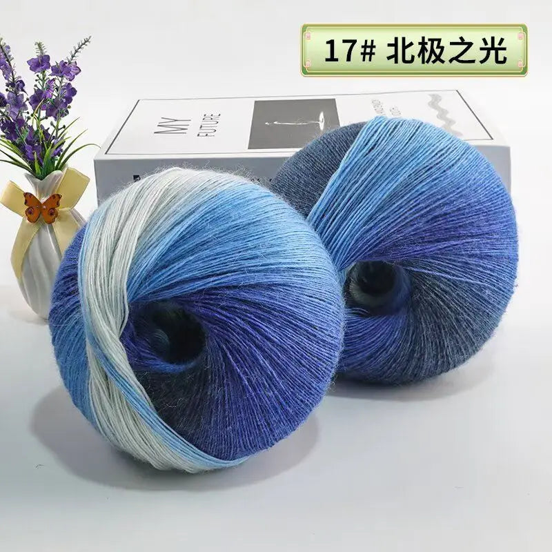 Fil de laine arc-en-ciel 200 g/ensemble, pour tricoter, châles, écharpes, pulls, vestes, chapeaux, bricolage, fil de teinture à Segment doux et confortable