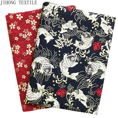 Tissu bronzé Kimono japonais 50x145cm, tissu en coton imprimé fleurs de cerisier Sushi, matériaux de bricolage, accessoires de Patchwork pour la couture