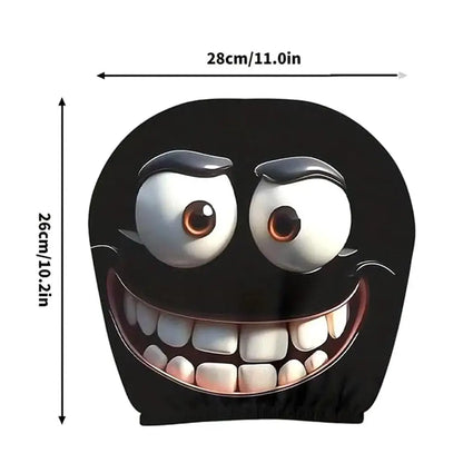 Housse d'appui-tête de voiture d'halloween, 2 pièces, imprimé tête de mort noire et conception d'expression drôle, protection de siège automobile extensible pour décoration effrayante